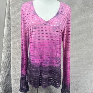 Hard Tail Forever Vintage Y2K Ombre Long Sleeve Top Pink Purple HOL-06 Medium